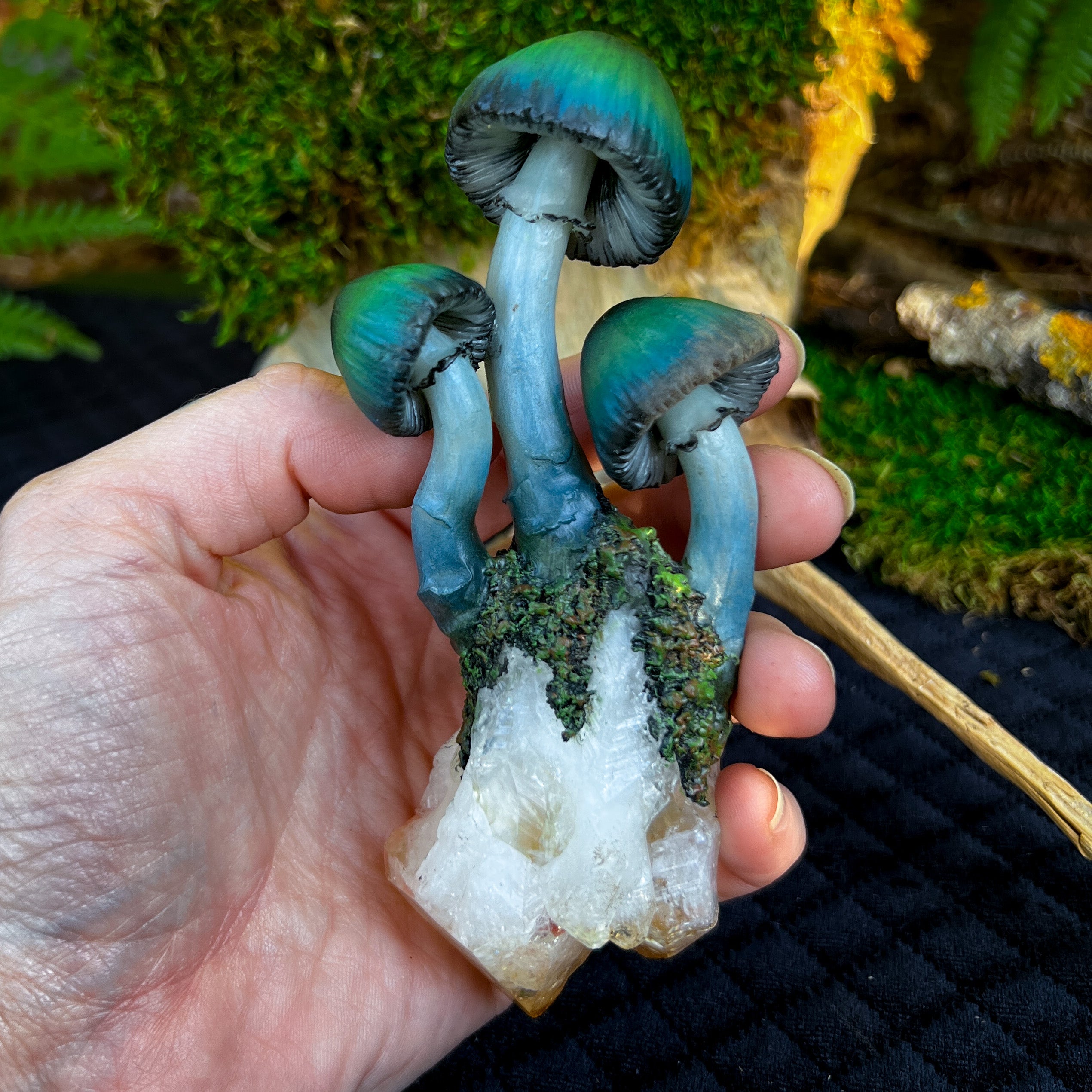 Blue Mushrooms Hanging Ornament