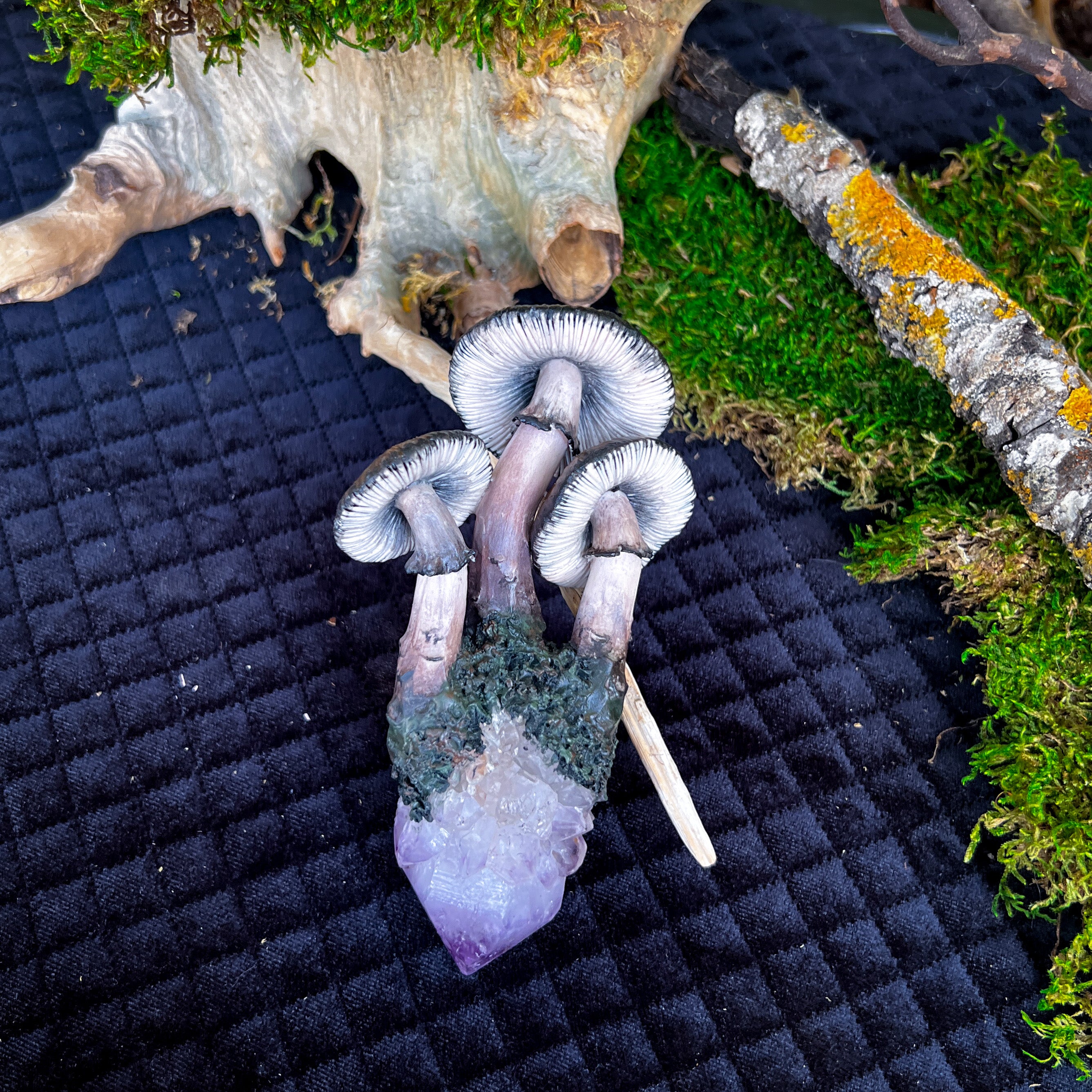 Spirit Quartz & Mushrooms Hanging Ornament