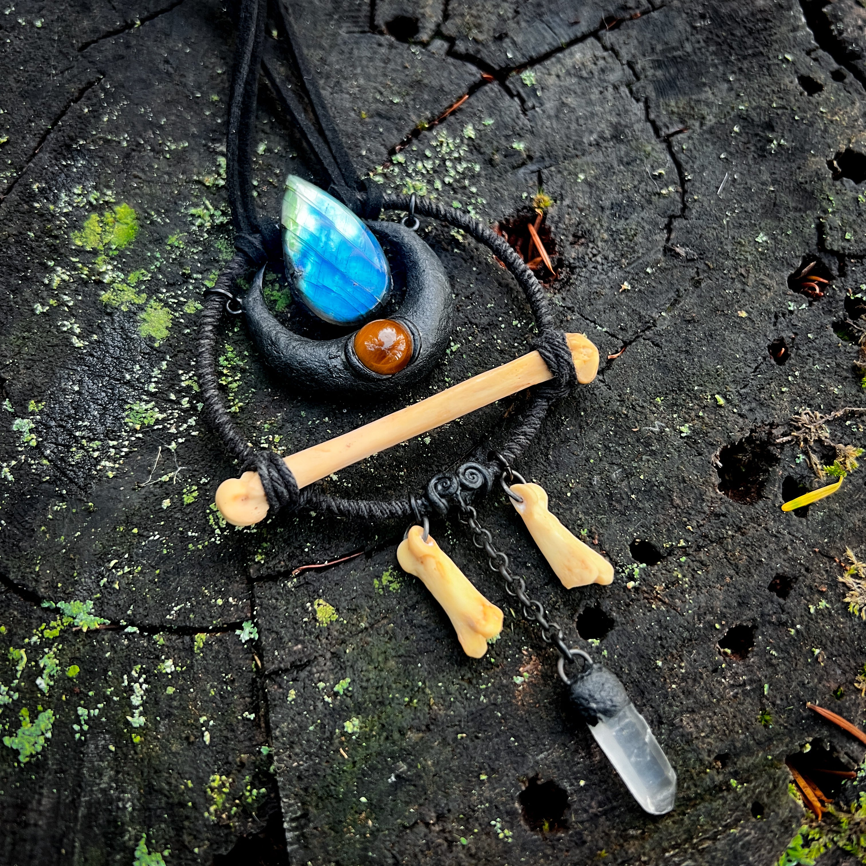 Coyote Bone Protection Circle Necklace