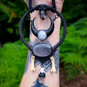 Silver Obsidian Protection Circle Necklace