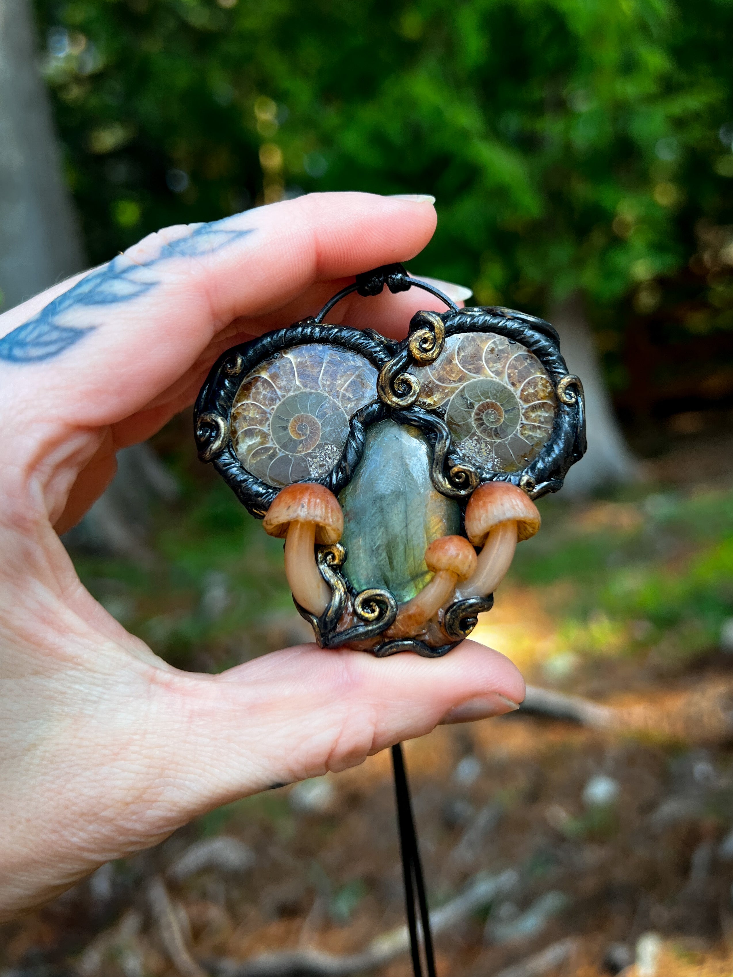 Ammonite Mushroom Necklace